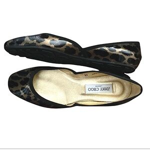Jimmy Choo Patent Italian Made Animal Print Robber Sole Ballerina Flat Size 38